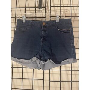 Denim Shorts Cuffed Dark Wash Studded Pockets Casual‎ Summer Size 6
